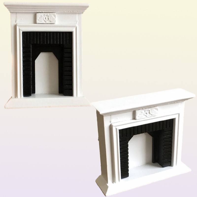 Mini Home for Doll White European Furniture Dolls House Model Building Kits 1 12 Wooden Dollhouse Creative Fireplace 220610