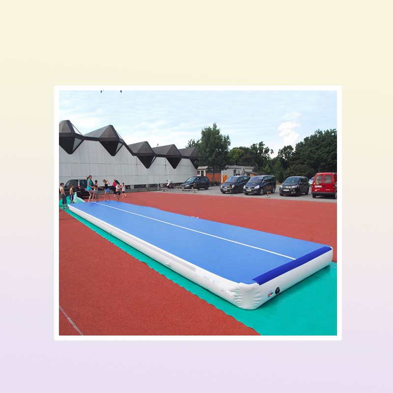 Pump Fitness Equipment 12x1x02m long Inflatable Air Tumble Track DWF Blue Inflatable Air Track Mat For Gymnastics