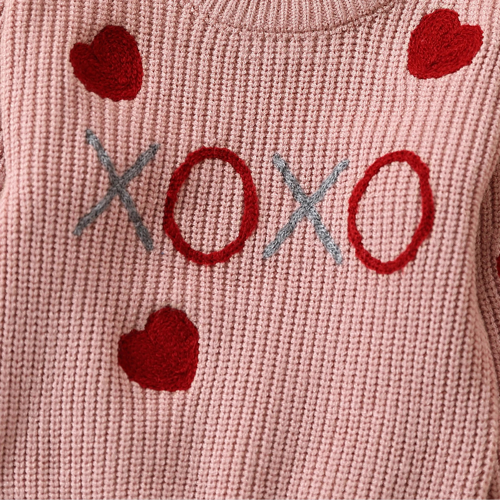 Infant Baby Girls Knitting Clothes Kids Valentine's Day Sweaters Long Sleeve Heart Embroidery Pullovers Jumper Tops For Toddler 231225