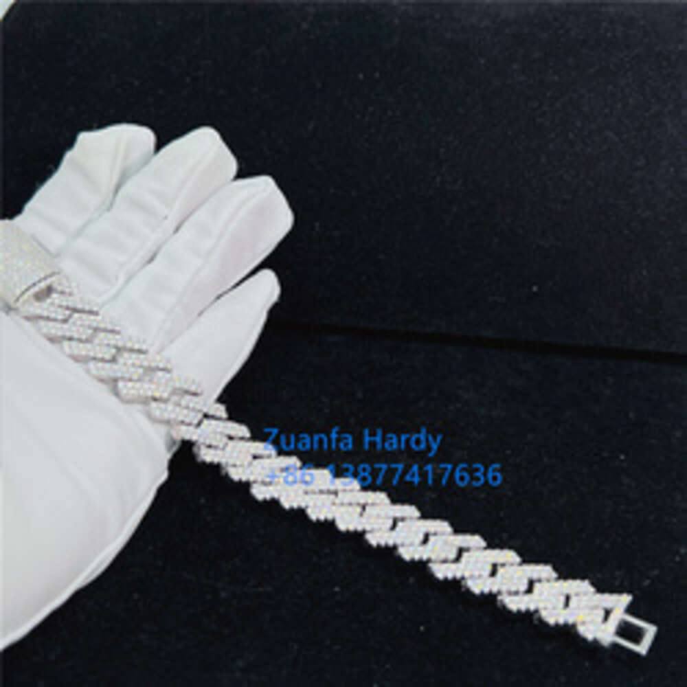 Pass Diamond Tester Hip Hop Jewelry Men Moissnaite Diamond Iced 925 Gold Plated Bangle Cuban Link Chain Bracelet