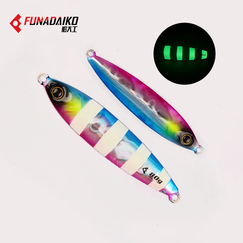 FUNADAIKO Tungsten Slow Metal Jigging Lures 30g 40g 60g 80g Luminous Fishing Bait Jig Fish Fishing Saltwater Lure 231225
