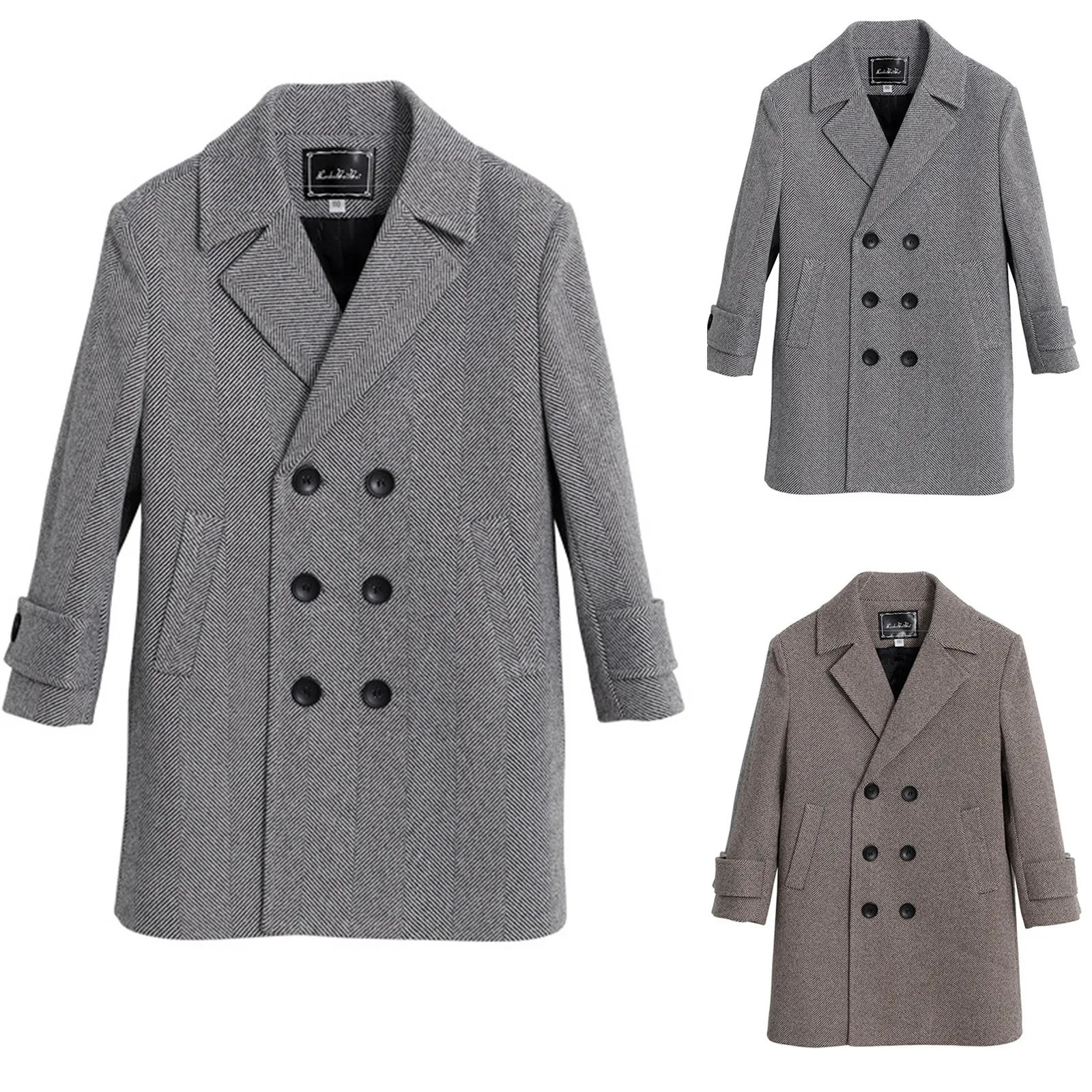 Boys Snow Jacket Kids Toddler Baby Boys Spring Winter Plaid Cotton Thickened Coat Elegant Notched Collar Double Breasted Jacket 231225