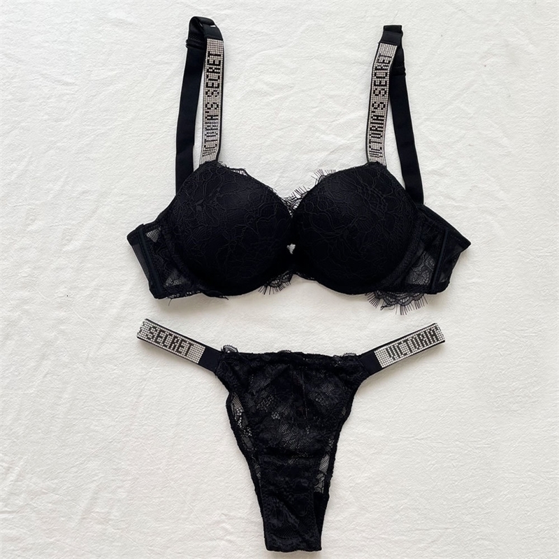 Fashion Women Plus Size Bra Panty 2 Piece Push Up Sexy Underwear Briefs Set Letter Lingerie y231222