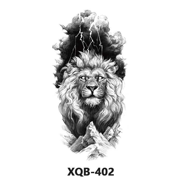 Flower tattoo sticker decoration party props disposable temporary lion animal black and white stickers