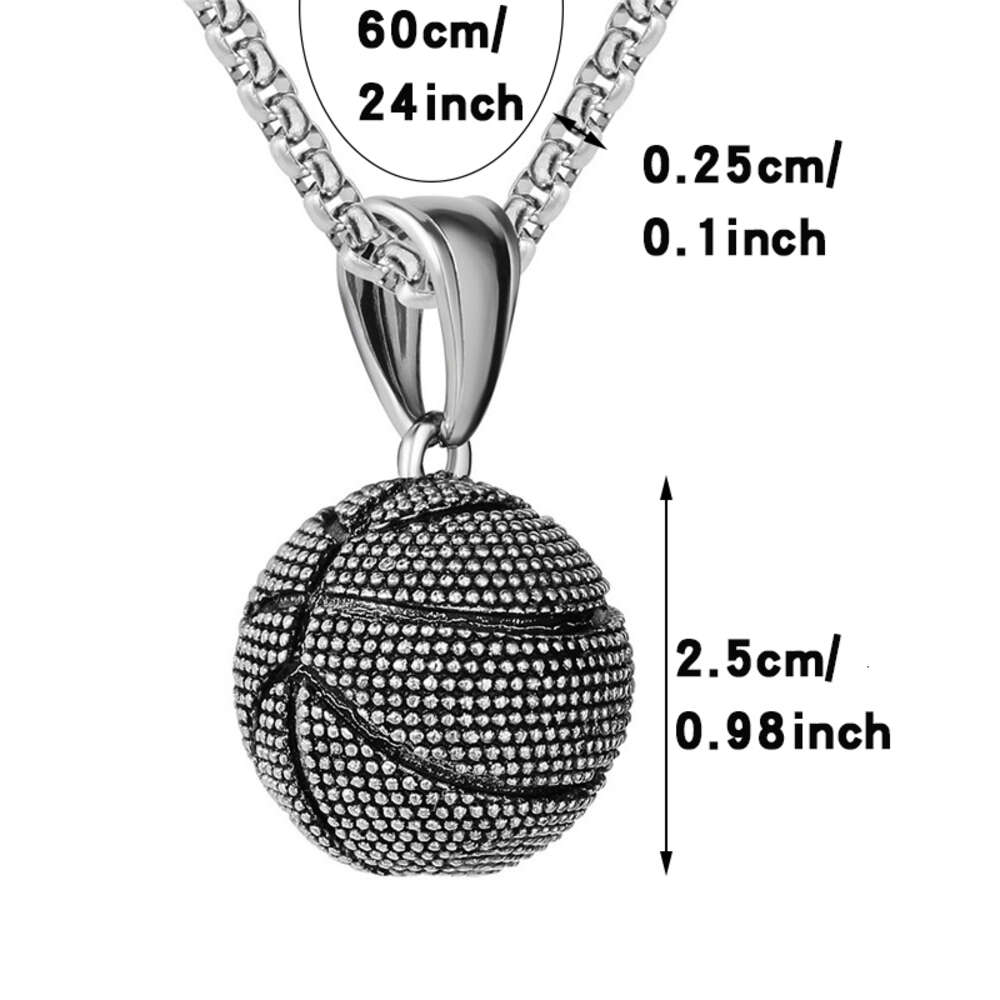Wolf Tide Punk New Fashion Personalized Basketball Charm Pendant Necklace With Titanium Steel Chain Necklaces Bijoux Jewelry Accessories Wholesale