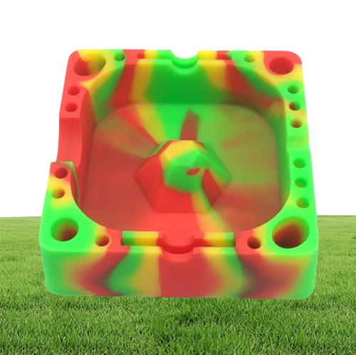 Square Silicone Ashtray Unbreakable Cigarette Tray Dab Station Heat Resistant Smokeless Ashtray For Cigar Holder
