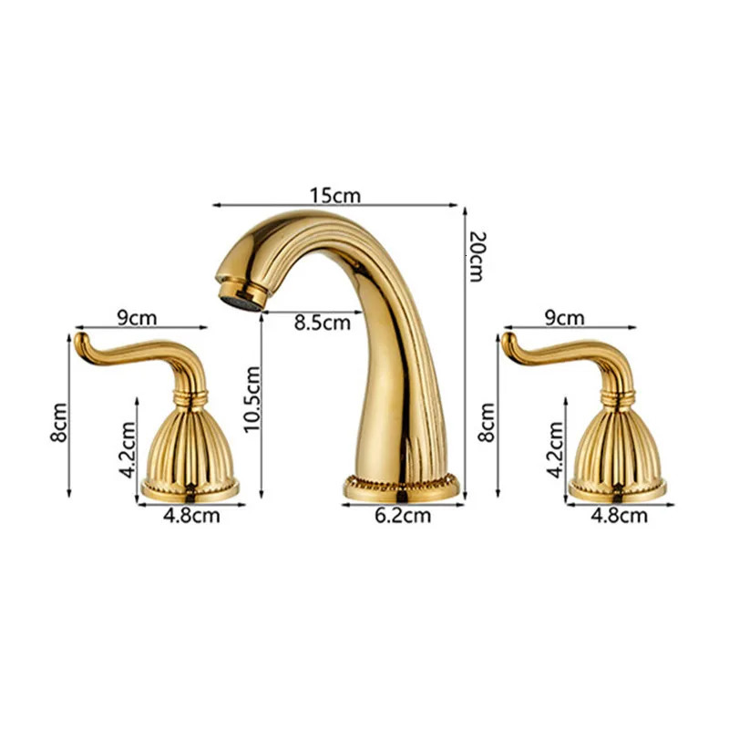 ZGRK Antique Brass Finished Bathroom Bathtub Faucet Double Handles 3 pcs Basin Mixer Tap Gold Sink 231225