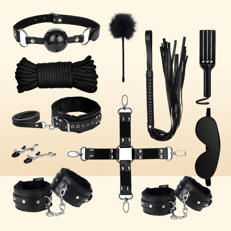 Leather Fun Sm Binding Plush Ten Piece Set 1 of Adult Alter Training Supplies Handcuffs and Foot Cuffs 8BF82217737