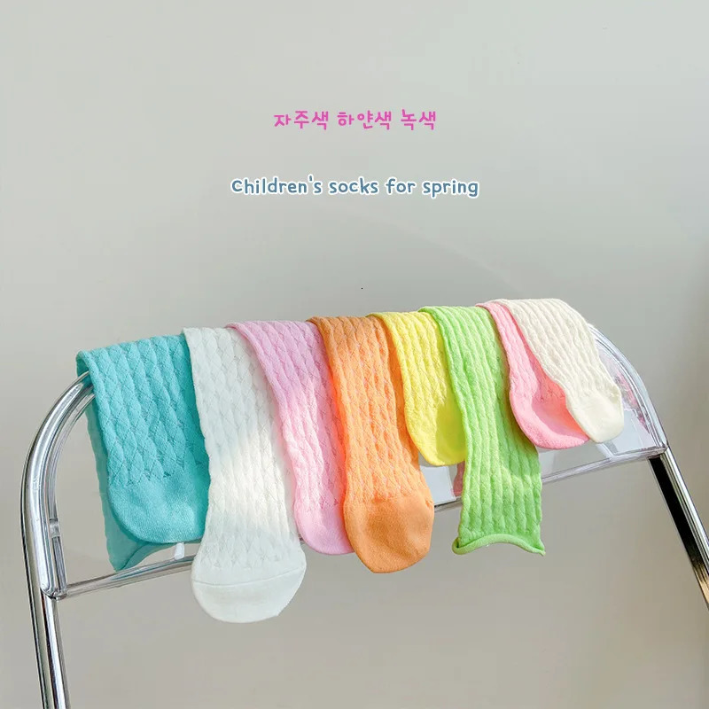 3-9 Year-old Children Socks Girls Spring Summer Candy Color Little Baby Infant Casual Hollow Socks Kids 231225