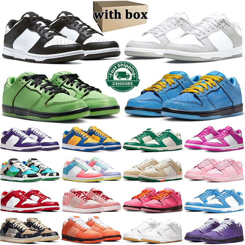 With Box Designer Flat shoes Low Powerpuff Girls Panda Grey Fog Syracuse University Blue StangeLove Triple Pink Mens Trainers Outdoors Sports Siz
