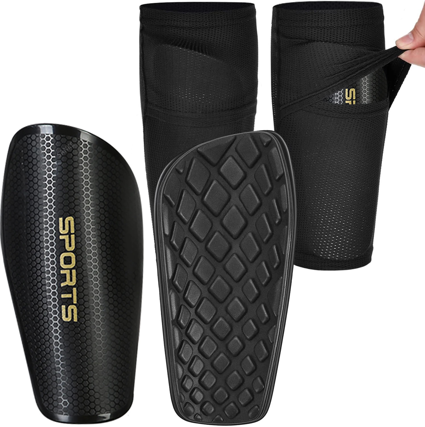 2Pcs Sports Soccer Shin Guard Pad For Kids Sleeve Sock Leg Support Football Compression Calf Shinguard Adult Teens 231225