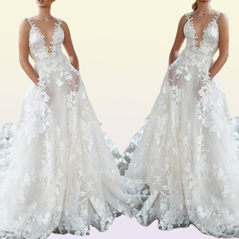 Backless Boho Wedding Dress 3D Appliqued Summer Beach Bridal Gowns Off The Shoulder Tulle Loves Lace Outdoor Lady Marriage Dr