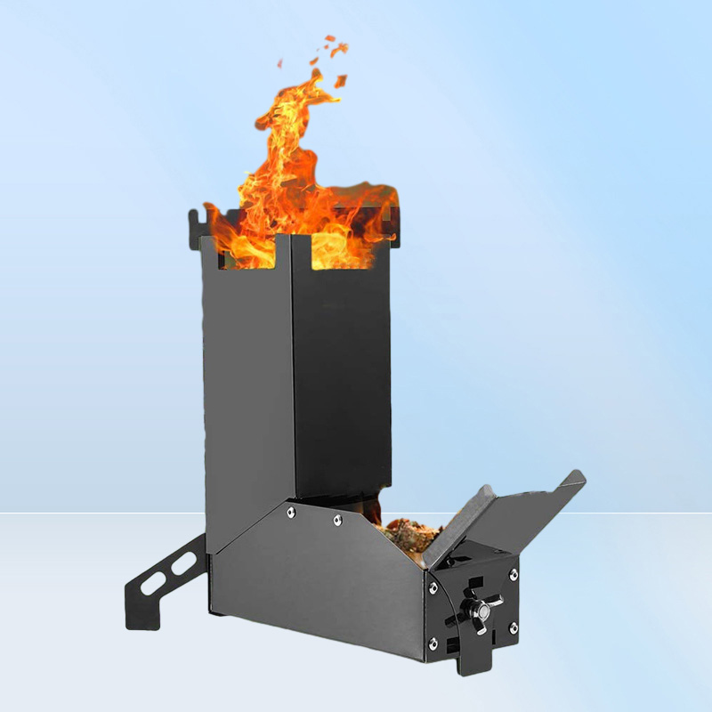 Camping Stove Collapsible Wood Burning Stainless Steel Rocket Stove Backpacking Camp Tent Stove for Picnic BBQ Camp Hiking