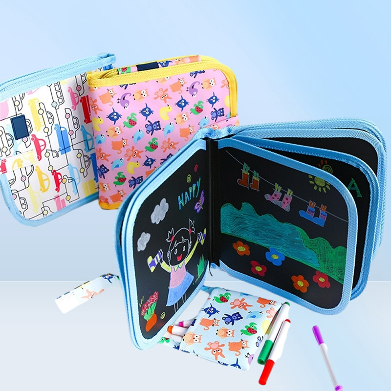 Magic Blackboard Eonal Child Games Coloring Books Kids Toys to Draw 6 Pages Erase Boards with Water Chalk Pens 220713