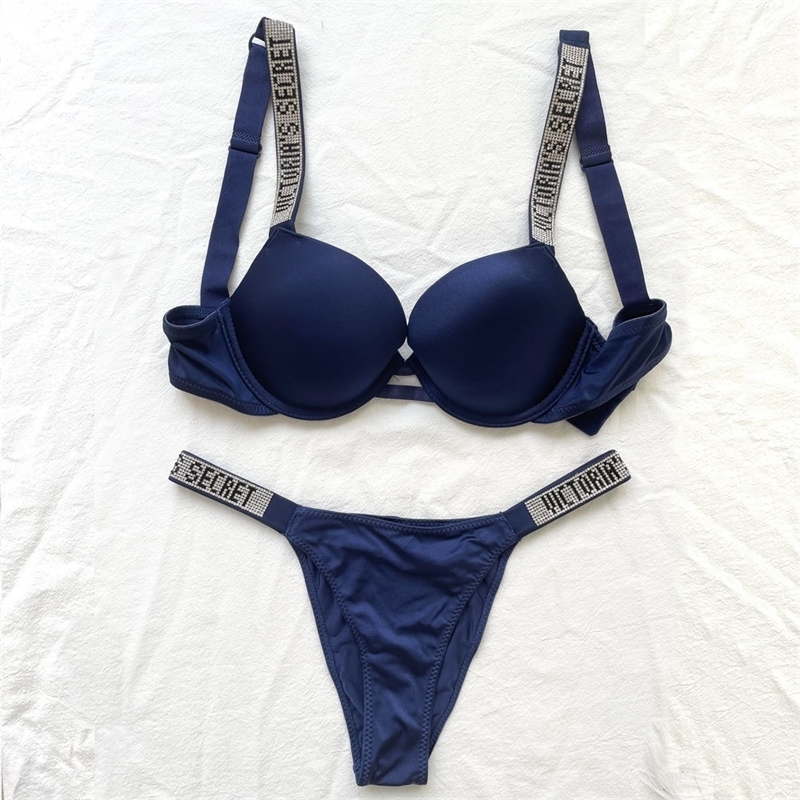 Fashion Women Plus Size Bra Panty 2 Piece Push Up Sexy Underwear Briefs Set Letter Lingerie y231222