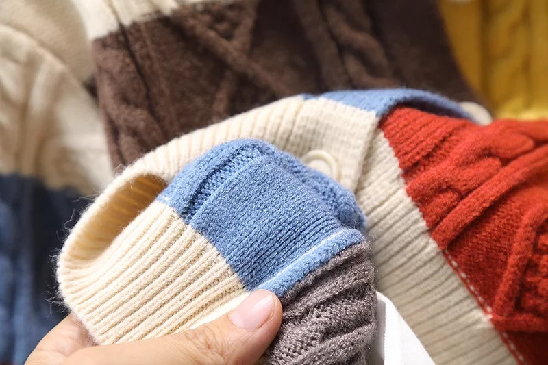 Toddler Baby Kids Patchwork Sweaters for Girls and Boys Fall Knit Sweater Cardigans Unisex Children Sweater Jacket Coat 231226
