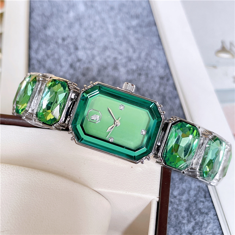 Fashion Full Brand Wrist Watches Women Girl Colorful Gems Style Steel Metal Band Quartz Luxury Clock SW72