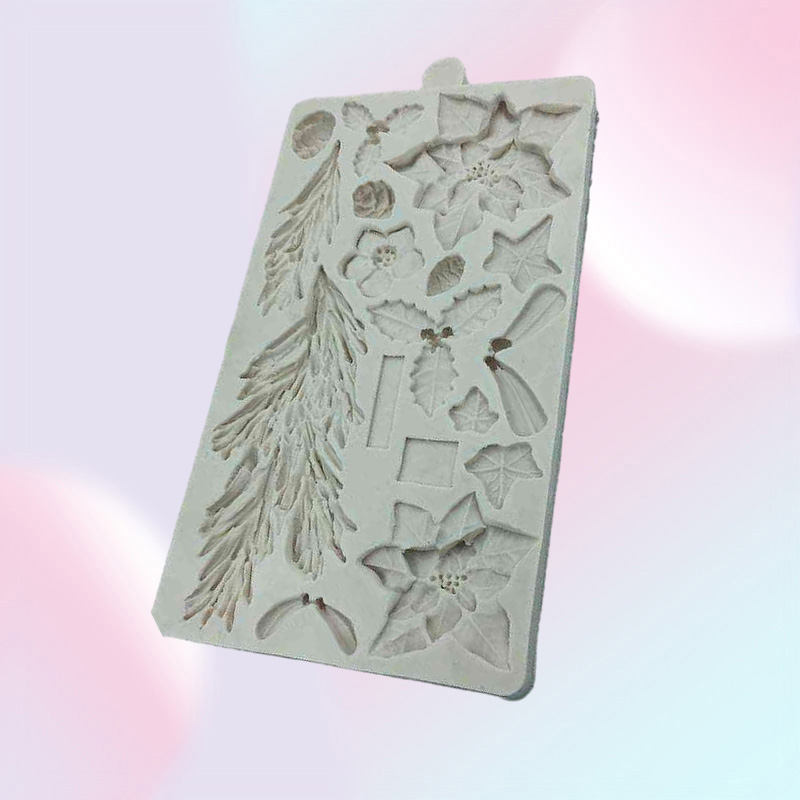 Cake Decorating Tools Fondant Mold Silicone Mold Christmas Flower Pine Branch Silicone Mold Kitchen Baking Tool K062 2201171941591