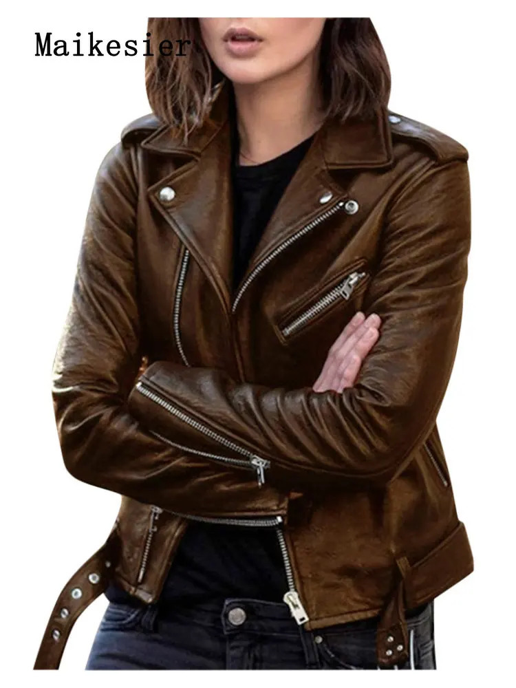 Black Leather Jacket Women Jacket Autumn Spring Korean Fashion Version PU Motorcycle Suit Slim Short Jacket Clothes Coat Women 231226