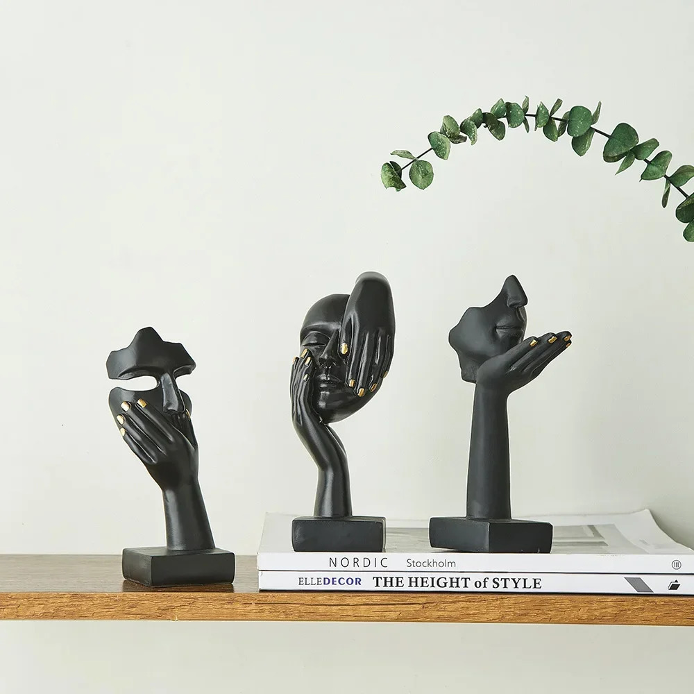 Nordic Statue Abstract Resin Desktop Ornaments Sculpture Miniature Figurines Face Character Art Crafts Office Home Decoration 231225