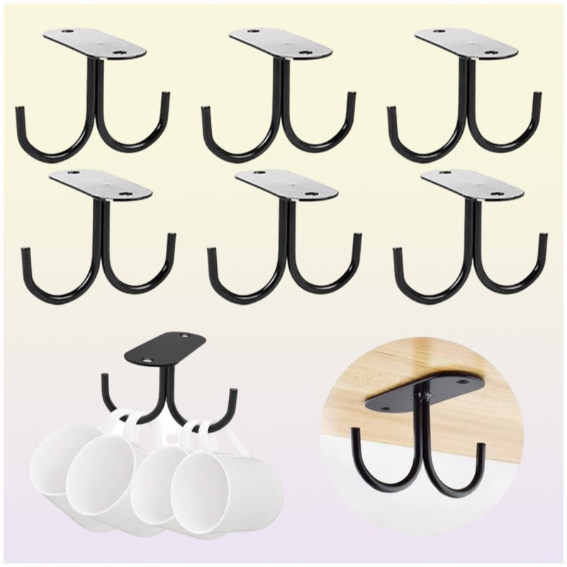 Kitchen Storage Organization Under Cabinet Display Home Mug Hooks Coffee Cups Holder Organizer Rack Space Saving With Screws She2355280