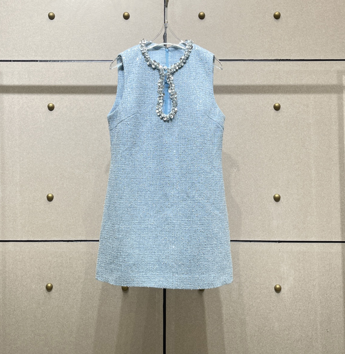 Women's Dresses Light blue sequin sleeveless mini dress