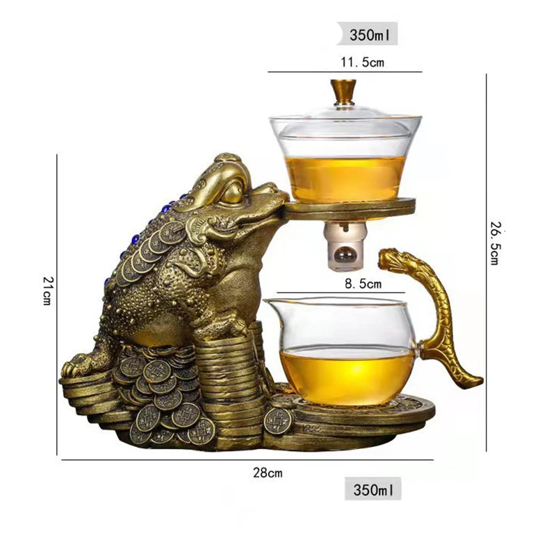 Chinese Gold Glass Kettle Bufonid Kungfu Tea Teapot Set Frog Magnetic Drip Pot Heat-Resistant Teapots China Year Gift 231225