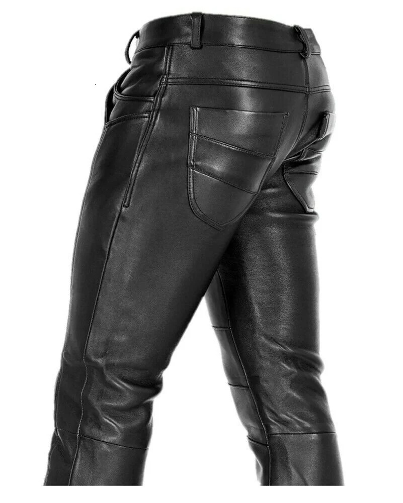Men's Goth Steampunk Pu Leather Pant Black Motorcycle Rock Roll Slim Legging Pants Plus Size 231225