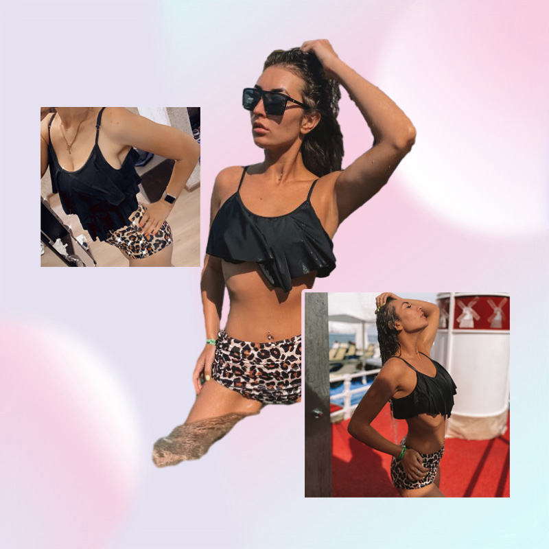 Leopard Bikini High Waist Animal Print Tankini Floral Swimsuit Brazilian Ruffle Plus Size Swimwear Women 26