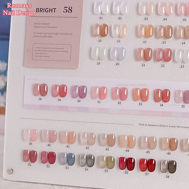 Rormays 58 Color Gel Polishing Set, Ice Transparent Jelly Color, Translucent, Durable, Clear, Mixed with Bare Color, Soaked UV LED Finish, Factory who