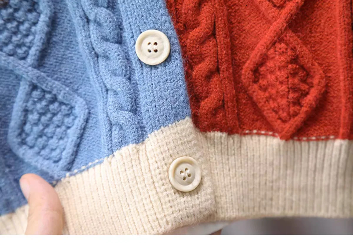 Toddler Baby Kids Patchwork Sweaters for Girls and Boys Fall Knit Sweater Cardigans Unisex Children Sweater Jacket Coat 231226