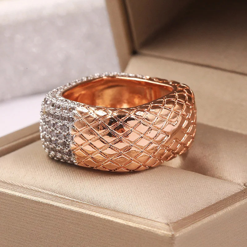 HOYON 14K Rose Gold Ring for Women's Jewelry Exquisite Anillos De Wedding Bizuteria Hip Hop Square Natural Diamond Ring for Men 231225
