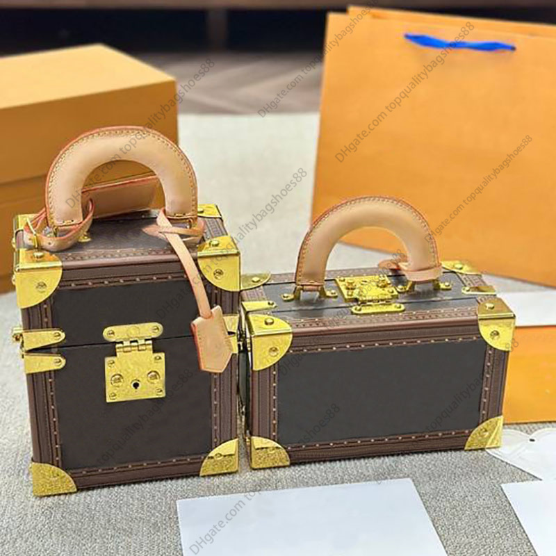 The camera box petite valise classic trunk bag jewelry hard box tote bag designer women handbags genuine leather shoulder bag