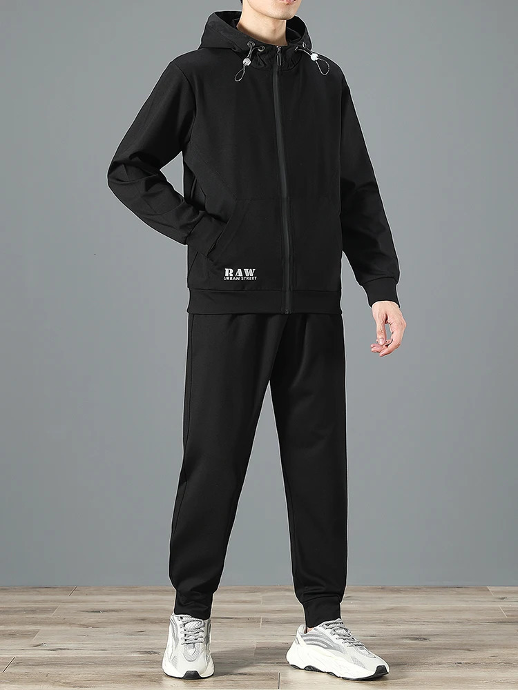 Spring Autumn Men's Zip Up Hoodie Coats Streetwear Black Grey Hooded Loose Sweatshirts Male Cotton Casual Tops Plus Size 8XL 231225