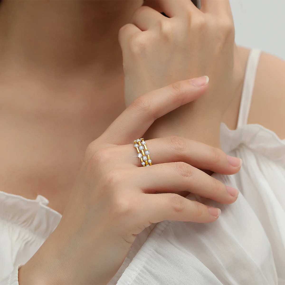 Certificated Rings For Women Solid 925 Sterling Silver Band Wedding Jewelry Gift For Girl Pass Diamond Test 231225