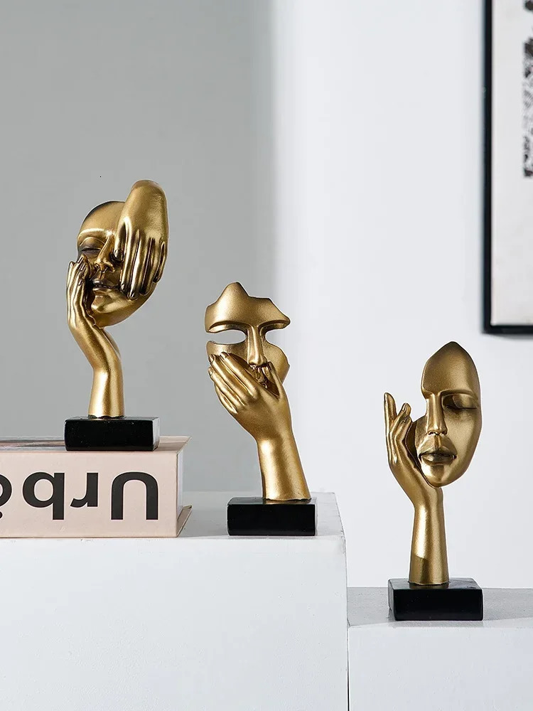 Nordic Statue Abstract Resin Desktop Ornaments Sculpture Miniature Figurines Face Character Art Crafts Office Home Decoration 231225