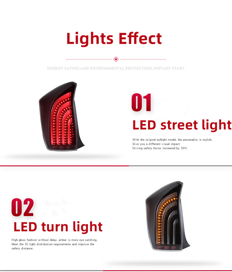 LED Taillight For Toyota PRIUS 2010-2012 Taillights LED DRL Running Lights Fog Lights Angel Eyes Rear Parking Lights