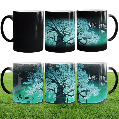 Eco-Friendly Magic Mugs After All This Time Always Mysterious Purple Green Life Tree Fly Deer Color Changing Cups Creative Gifts9881962