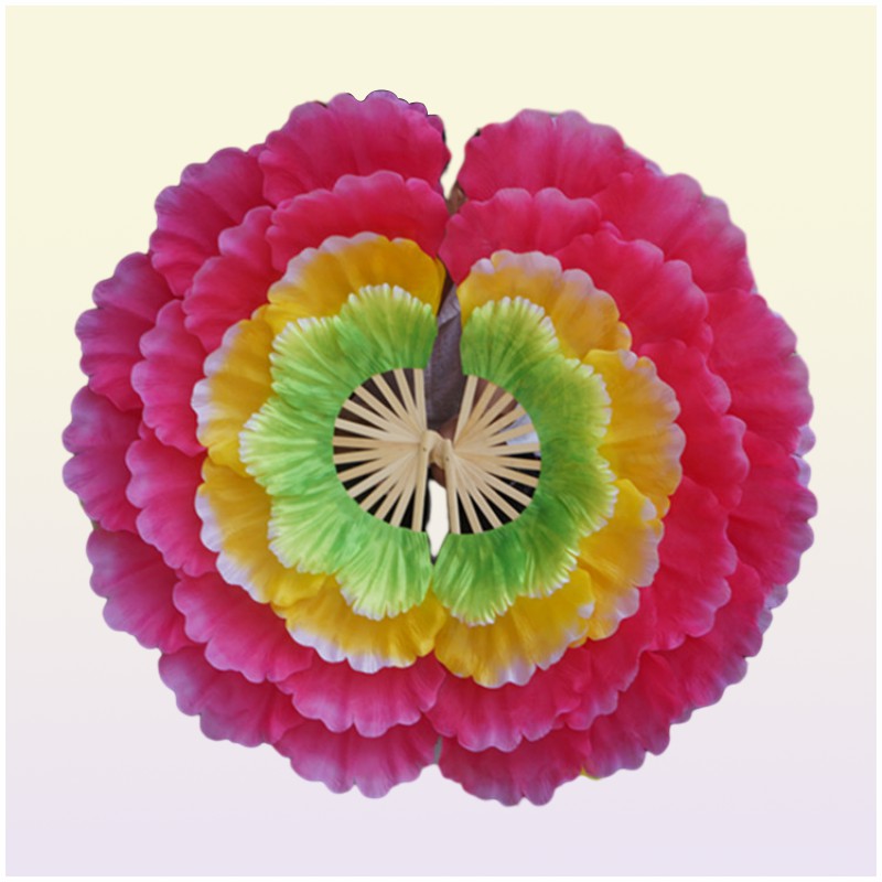2pcsDancing Fan Peony Flower Dance Hand Square Performance Props Eventail a Main Abanico Para Boda De Mano 2205051321067
