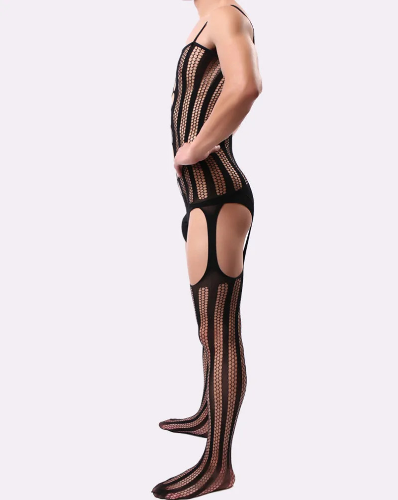 Men porno Sexy Lingerie Underwear Exotic bodysuit mesh net body Stockings Ultrathin Sling Netting hose man jumpsuit pantyhose 231226
