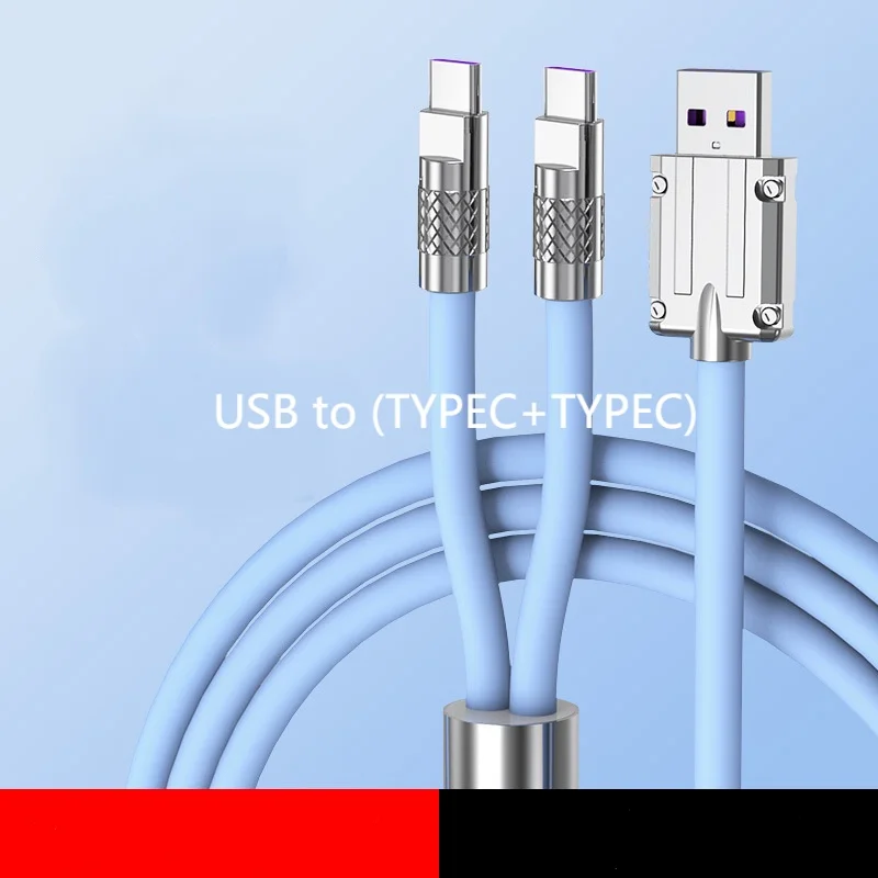 2 in 1 100W 6A Super Fast Charging Type C Liquid Silicone Charge USB Bold 6.0mm Data Line Cable For Huawei Samsung S24 IPhone 15