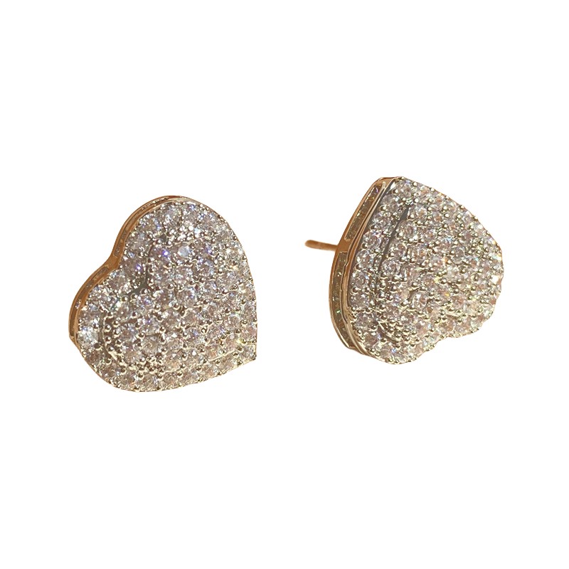 Sterg Sier Sparkg Stud Earrings for Women, Handmade Sweet Cute Cubic Zirconia Pave White 5A CZ Dia Hearring Earring Jewelry Lover Gift