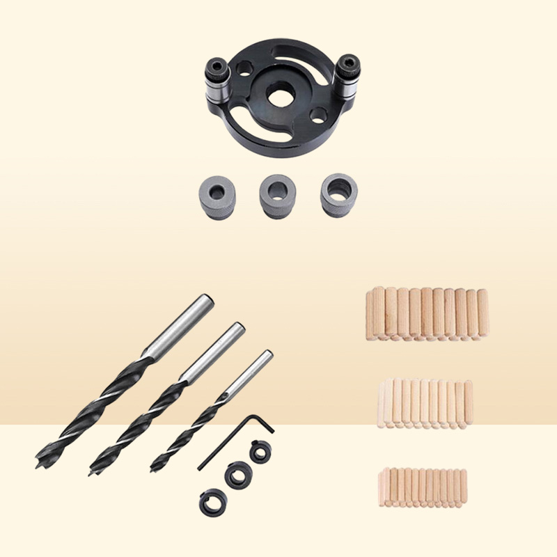 Self Centering 6 8 10Mm Dowel Jig Wood Panel Locator Beech Woodworking Straight Dwe74 Hole Puncher Set4727938