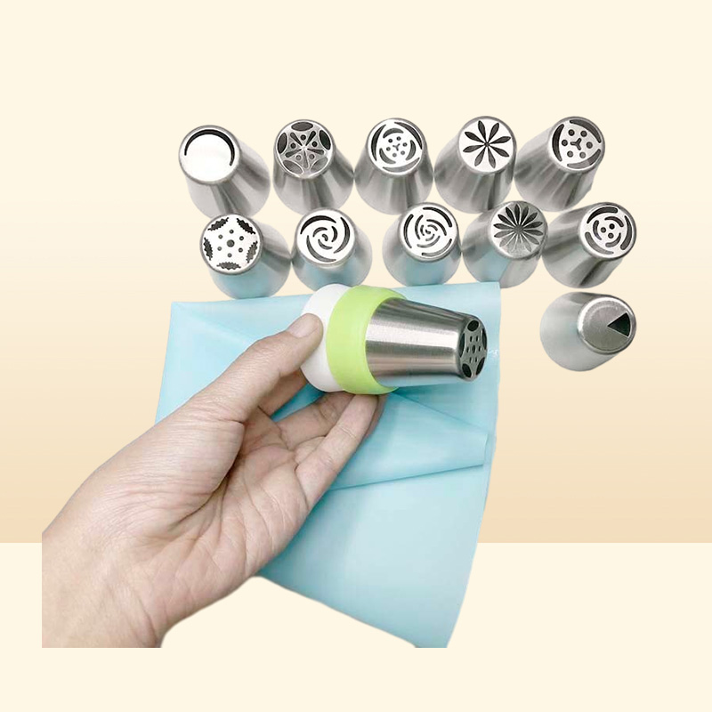 14pcSet Russian Tulip Icing Piping Nozzles Stainless Steel Flower Cream Pastry Tips Nozzles Bag Cupcake Cake Decorating Tools 2016619658