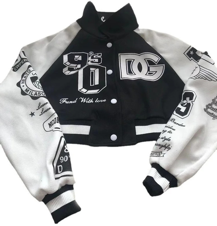 Patchwork Button Black Crop Top Jackets Coats Varsity Bomber Jacket Women Brown Baseball Fashion Fall Jackets For Women 231225