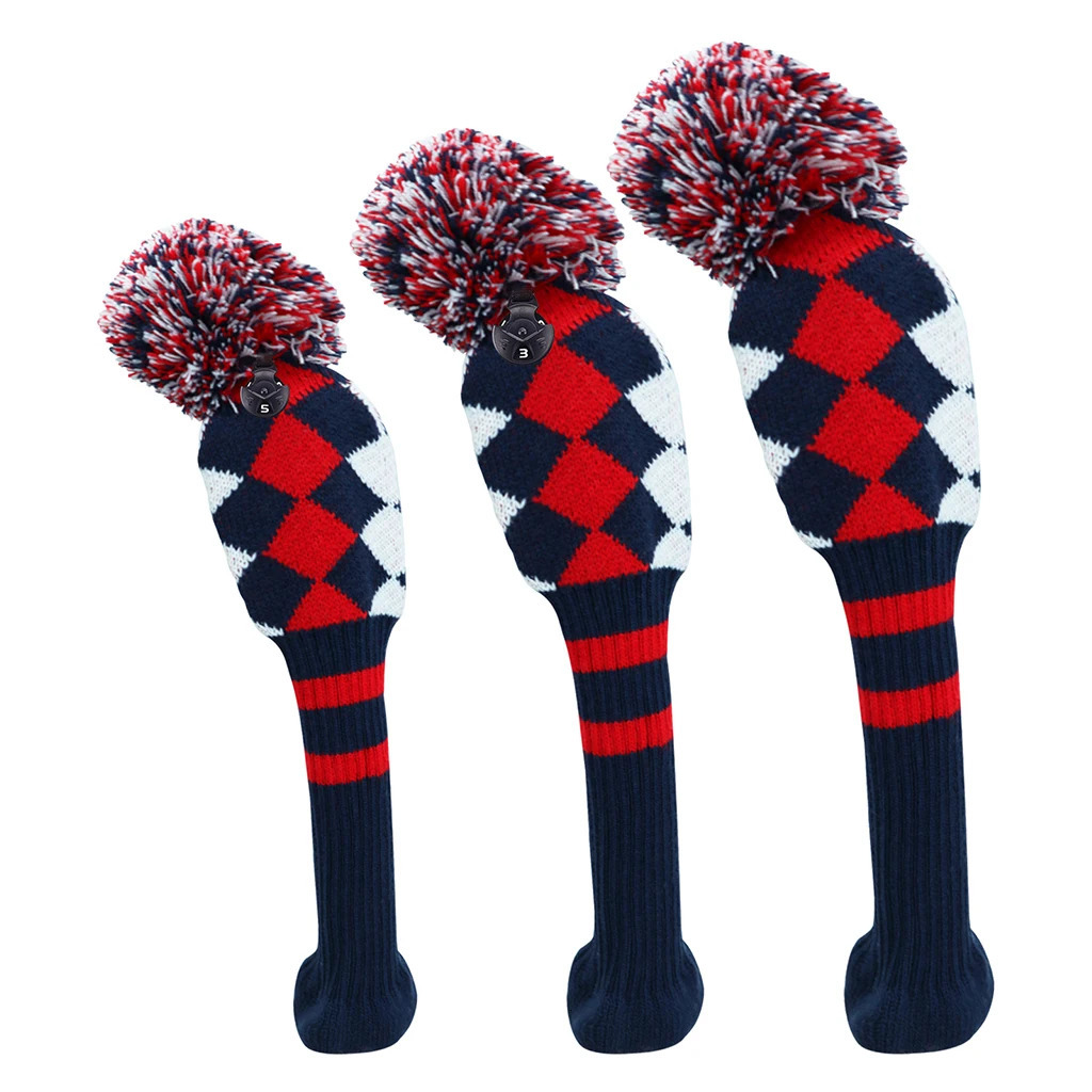3pcs/set No.1 3 5 UT Golf Knitted Wood Head Cover Knitted Golf Driver Fairway Wood Headcovers Golf Club Protective Sleeve Sock 231225