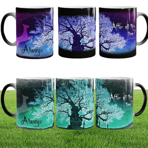 Eco-Friendly Magic Mugs After All This Time Always Mysterious Purple Green Life Tree Fly Deer Color Changing Cups Creative Gifts9881962