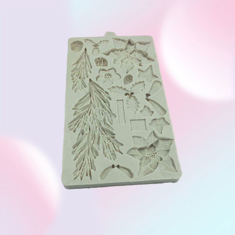 Cake Decorating Tools Fondant Mold Silicone Mold Christmas Flower Pine Branch Silicone Mold Kitchen Baking Tool K062 2201171941591