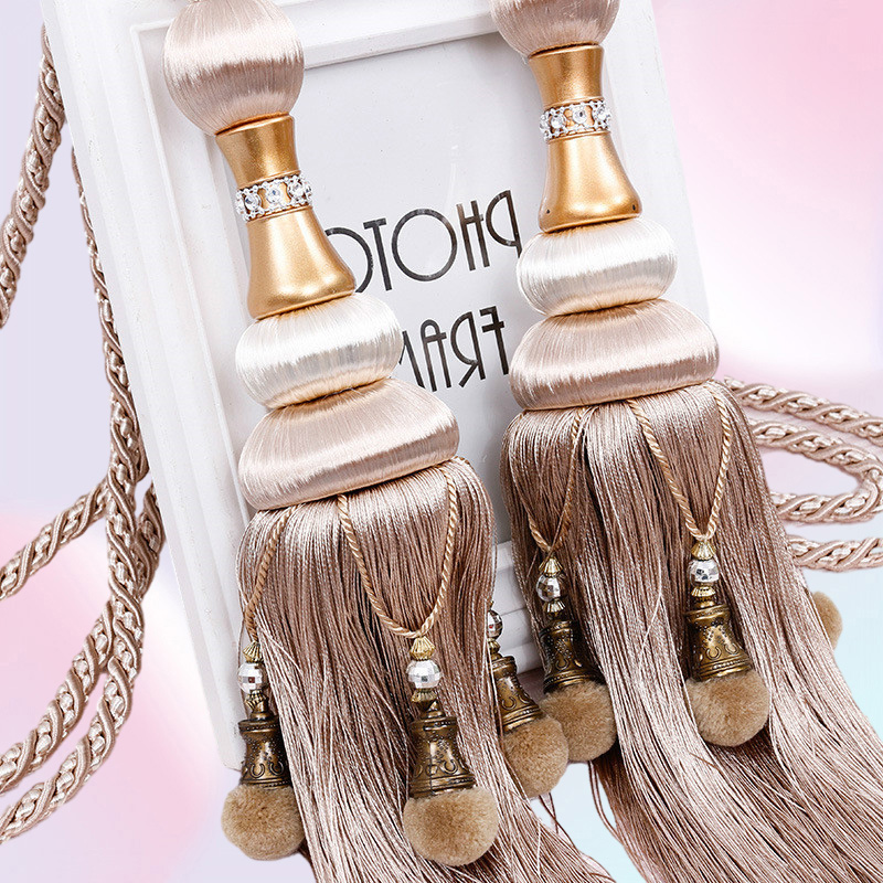 2 Pcs European Curtain Hanging Ball Rope Curtain Tiebacks Hanging Tassel Bandages Brushes Curtain Accessories T2006018934196