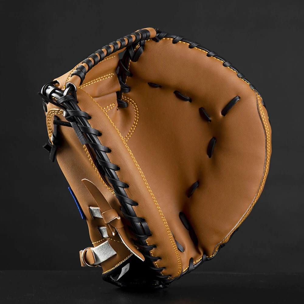 FDBRO Baseball Catcher Glove Outdoor Sports Brown Black PVCSoftball Practice Equipment Size 12.5 Left Hand for Adult Training 231225
